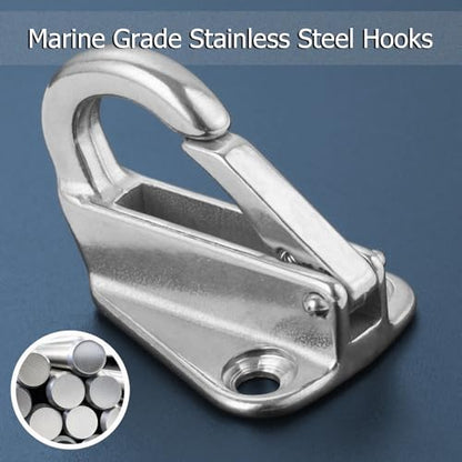 Atibin Outdoor Clothes Hanging Hook Stainless Hat Mounted Coat Hook Stainless Heavy Steel Fender Hook Hardware SUS316 2pcs