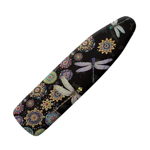 Boho Dragonfly Print Ironing Board Cover, 15x54 Inch Iron Cover for Ironing Board with Elastic Edge and Cozy Nose Pocket, Lightweight Scorch Resistant Ironing Board Cover - color: Boho Dragonfly - Multi