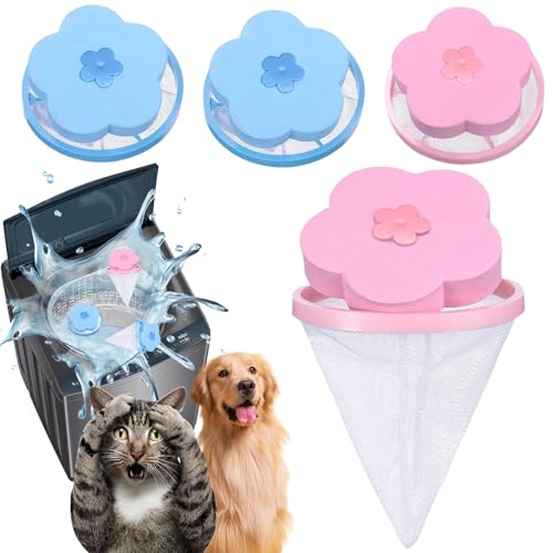 Pet Hair Remover for Laundry,Lint Catcher for Washing Machine, 2026 Upgraded Floating Hair Filter Mesh Removal, Cat and Dog Hair Washing Machine Catcher; 4 Piece