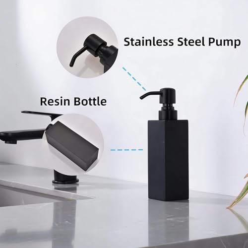 Matte Black Soap Dispenser, Countertop Lotion Resin Bottles with Rust Proof Black Pump, Refillable Liquid Hand Soap Jar, Resin Shower Dispensers for Bathroom, Kitchen - color: Make Black