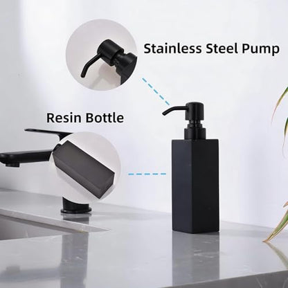 Matte Black Soap Dispenser, Countertop Lotion Resin Bottles with Rust Proof Black Pump, Refillable Liquid Hand Soap Jar, Resin Shower Dispensers for Bathroom, Kitchen - color: Make Black