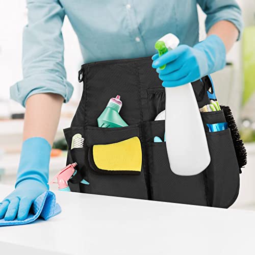 LoDrid Professional Cleaning Apron with 9 Pockets and Waist Belt, Black - color: Black