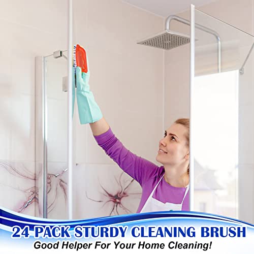 Eaasty 24 Pack Scrub Brushes Stiff Bristles, Comfort Grip Cleaning Tool
