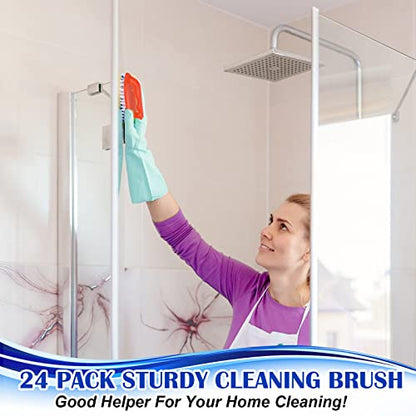 Eaasty 24 Pack Scrub Brushes Stiff Bristles, Comfort Grip Cleaning Tool