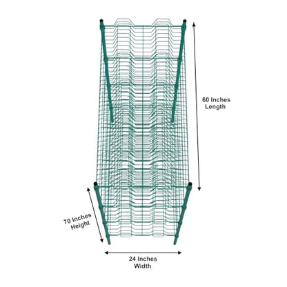 PRO&Family Green Epoxy 4-Tier Commercial Drying Rack with Casters – Heavy Duty Wire Shelving for Dish Drying, Kitchen Storage & Food Service Use (24" x 60" Stationary, 1 1/4" Slots) - size: 24" x 60" Stationary