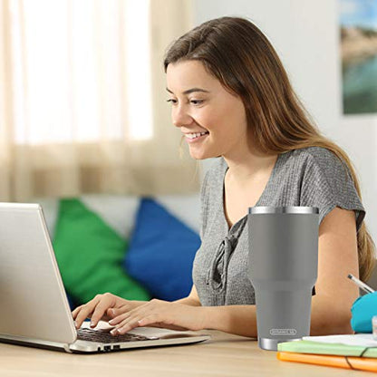 D·S 30oz Grey Tumbler Double Wall Vacuum Insulated Travel Coffee Mug - color: Gray