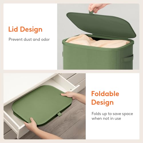 Lifewit 105L Large Laundry Hamper with Lid, Removable Inner Bag, Green - color: Green, size: 105L