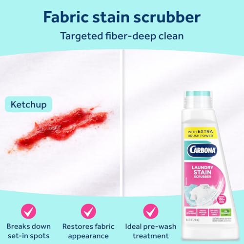Carbona Laundry Stain Scrubber & Remover (8.4 Fl Oz), Extra-Strength Bio-Enzyme Formula, Brush-Top Applicator for Fiber-Deep Clean, Fast & Easy - size: 8.4 Fl Oz (Pack of 1)