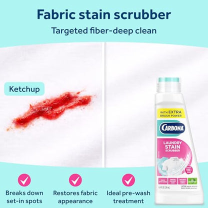 Carbona Laundry Stain Scrubber & Remover (8.4 Fl Oz), Extra-Strength Bio-Enzyme Formula, Brush-Top Applicator for Fiber-Deep Clean, Fast & Easy - size: 8.4 Fl Oz (Pack of 1)