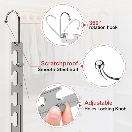 3 Pack Space Saving Hangers for Clothes, 6 to 9 Holes Expandable Heavy Duty Metal Hangers 80 Lbs Capacity, Magic Smart Hanger Closet Space Saver, Closet Organizers and Storage
