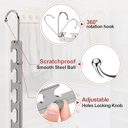 3 Pack Space Saving Hangers for Clothes, 6 to 9 Holes Expandable Heavy Duty Metal Hangers 80 Lbs Capacity, Magic Smart Hanger Closet Space Saver, Closet Organizers and Storage