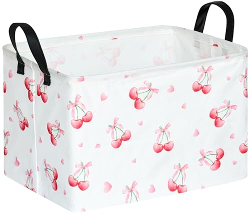 Girls Room Decor Storage Basket Toy Gift Box Baby Hamper Collapsible Organizer Bin Gift Baskets for Home/Dorm/Kitchen/Pet/Office/Closet/Shelf - color: pink cherry