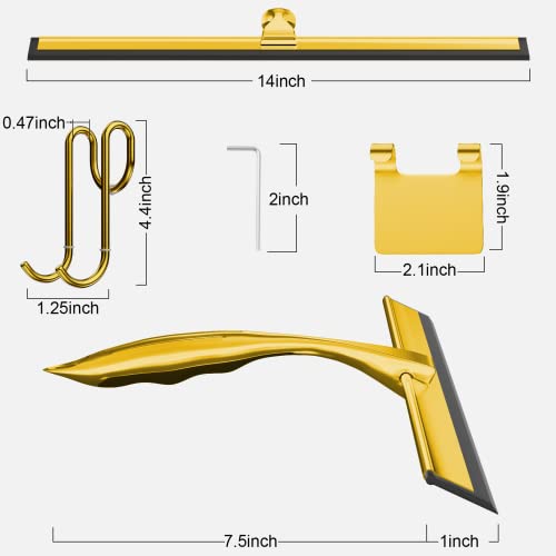 TOOVEM 14 Inch Shower Squeegee for Glass Doors, Window, Bathroom (Gold) - style: Gold 14 inch