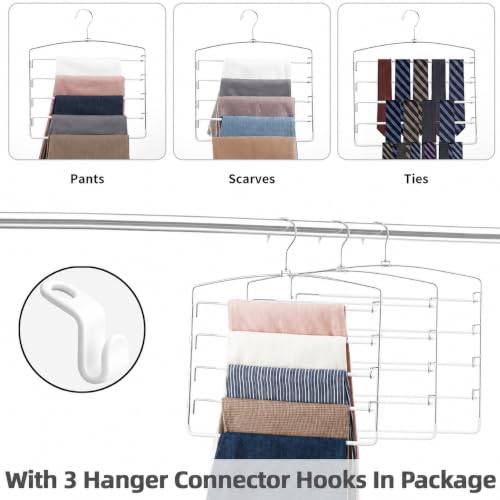 Pants Hangers Space Saving 3 Pack 5 Layer Swing Arm Hanger White - color: White-3 Pack