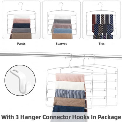 Pants Hangers Space Saving 3 Pack 5 Layer Swing Arm Hanger White - color: White-3 Pack