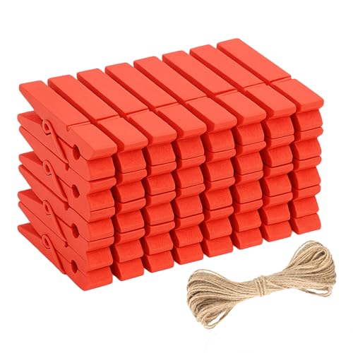 jijAcraft 2.9 Inch Large Clothes Pins - 50Pcs Wooden Clothespins - color: Orange, size: 2.9 inch, 50 pcs