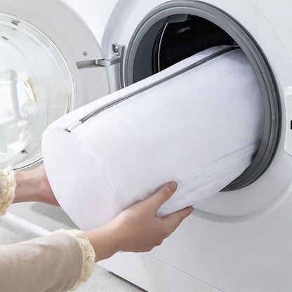 1PCS Mesh Laundry Bags, Protective Washing Bags with Zipper, Delicates Anti Tangle Anti Pilling Travel Storage, White, 7.81×2.48 in - size: 7.81×12.48 in