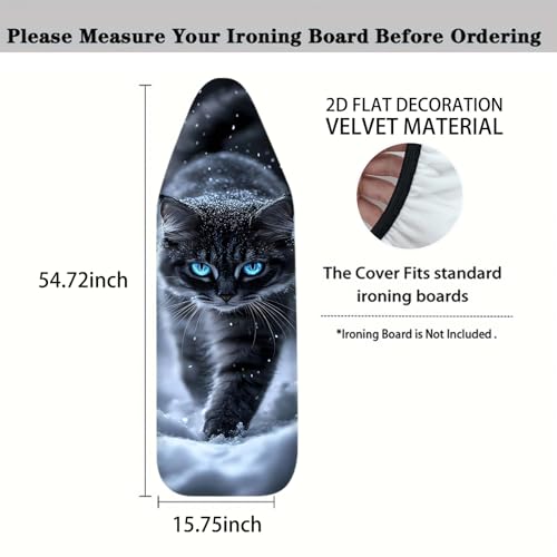 Nuxovilar Snowy Black Cat Ironing Board Cover 15x54 Inches Polyester - color: Ytt03454