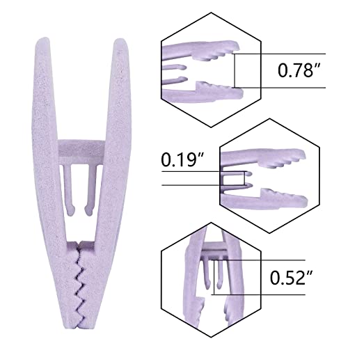 Tinfol Velvet Hanger Clips, 50Pcs Light Purple Strong Finger Flocked Clips, Large Opening Clip, Pants Velvet Clip for Thin Clothes Hangers - color: Light Purple, size: 50PC
