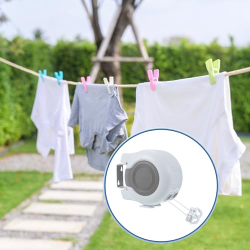 uxcell Retractable Double Clothesline Outdoor Indoor, 49Ft Heavy Duty PVC Clothes Line Retracting Laundry Line with 24 Pcs Clothespins for Wet Dry Clothing, White - color: White
