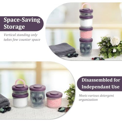Portable Laundry Detergent Dispenser with Handle, 4 in 1, Purple - color: Purple, size: 160+420+420+600ml