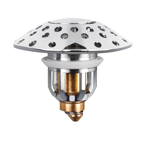 Bathtub Drain Stopper, Tub Stopper with Bathtub Drain Hair Catcher, Universal 2 in 1 Bathroom Sink Stopper for 1.26-1.6 Inch Drain Holes