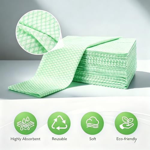 60Pack Disposable Dish Cloths for Kitchen,13.8x15.7 Cleaning Wipes - color: Green