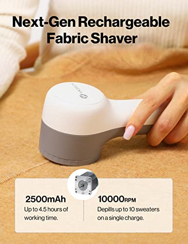 VASSON Fabric Shaver, Sweater Shavers to Remove Pilling, High-Perf Defuzzer, Rechargeable Electric Lint Shaver for Fuzz and Lint Balls from Clothing, Upholstery (Greyish White) - color: Greyish White