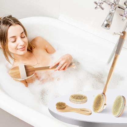 DEBETOOL Dry Brush Set with 3 Detachable Heads, Natural Boar Bristle