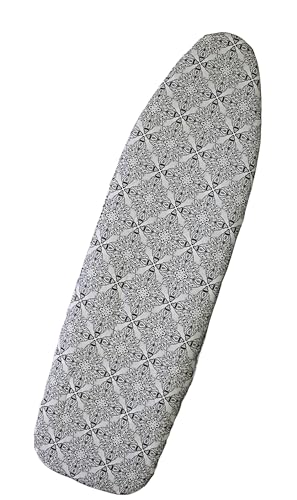 Ironing Board Cover and Pad with Straps - Scorch Resistant Silicone Coating, Fits Standard Size Boards, Elastic Edges for Secure Fit, 100% Cotton Cover, by Dependable Industries