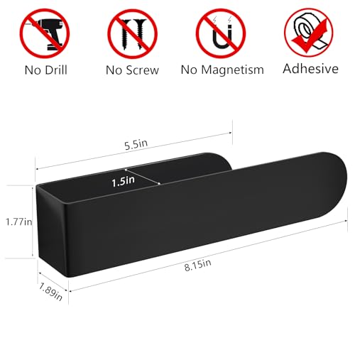 HUFEEOH Hand Towel Holder, Black Hand Towel Bar, Stainless Steel Self Adhesive Bathroom Towel Bar Stick on Wall - color: Black, size: 8 Inch