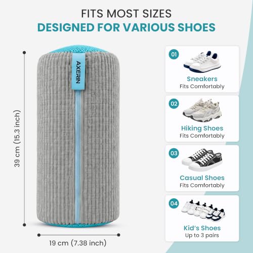 Shoe Washing Machine Bag for Washer and Dryer – 2pc Reusable Shoe Cleaning Bag for Sneakers & Tennis Shoes - color: GREY
