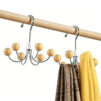 2Pack Sweatshirt Hangers with 6 Cedar Balls, Purse Hanger Scarf Hanger Wood - color: Wood Colour, size: 2 Pack