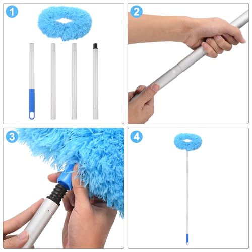 PATIKIL Ceiling Fan Cleaner Duster, 12.9" to 47.2", Microfiber Duster Extendable Handle Fan Blade Cleaning Tool Removable Washable for Furniture Blind, Gray - color: Gray