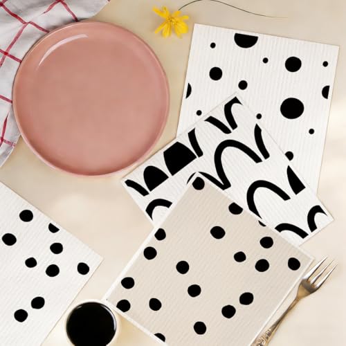 6 Pack Swedish Dishcloths Black White Kitchen Towels 11 - color: Multi 1519