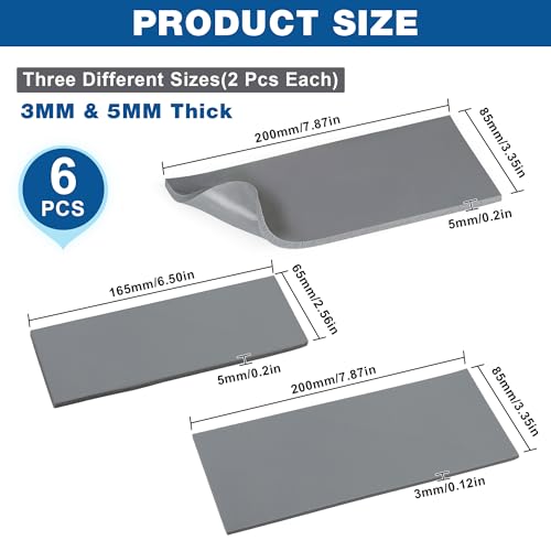 6PCS Silicone Heat Press Pad (1/8"x3.35"x7.87"+3/16"x3.35"x7.87"+3/16"x2.56"x6.5") Heat Press Cover Mat Heat Resistant to 536°F for Hat HTV Transfer Vinyl Ironing DIY Small Business Home Use - color: Grey-6PCS 3Size