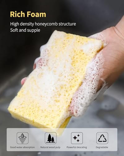 6 Pack Green Cellulose Scrub Sponges Non-Scratch Heavy Duty for Kitchen - color: Green, size: 6 Count (Pack of 1)