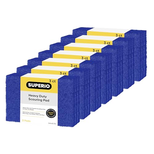 Scouring Pad Non-Scratching Scrubber Non-Scratch Cleaning Scrub Pads Heavy Duty Scouring Pad Reusable Kitchen Scrubbing Pad Pack of 21 Blue, by Superio - color: Blue, size: 21-pack