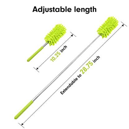 Duster for Cleaning, 10-29" Extension Pole, 2 Washable Heads, Green - color: Green, size: 2 Attachments