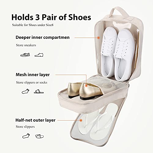 Shoe Bags for Travel,Shoe Bag Holds 3 Pair of Shoes,Shoe Storage Pouch for Travel and Daily Use,Shoe Organizer Travel Essentials for Packing in Suitcase,Waterproof - size: Grey