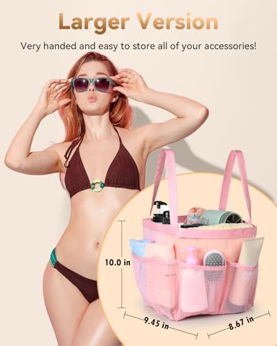 Temede Mesh Shower Caddy Portable for College Dorm Room Essentials - color: Pink