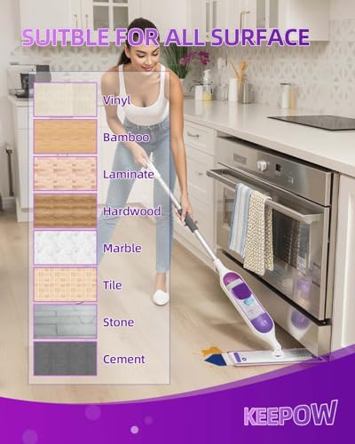 KEEPOW Reusable Power Mop Refills Pads Compatible with Swiffer PowerMop - color: Purple-6 Pack
