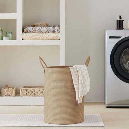 VIPOSCO 58L Tall Woven Laundry Basket Hamper, Jute - color: Jute, size: 58L