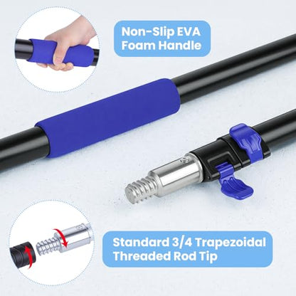 20ft High Reach Extendable Duster Kit with 5-12ft Extension Pole - size: 12FT POLE (Reach 20FT High)