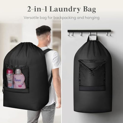 Lifewit Laundry Bag Backpack Travel, 105L, Black - color: Black, size: 105L