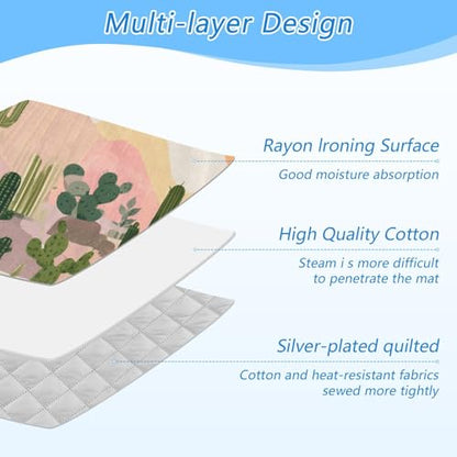 Ironing Mat Portable Ironing Pad Ironing Blanket for Table Top Heat Resistance Double-Side Using Travel Large 47.2 x 27.6 Inch Foldable Lightweight Boho Cactus Mountains and Sun - color: Boho Cactus Mountains and Sun