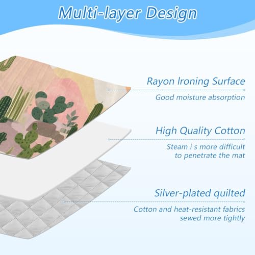 Ironing Mat Portable Ironing Pad Ironing Blanket for Table Top Heat Resistance Double-Side Using Travel Large 47.2 x 27.6 Inch Foldable Lightweight Boho Cactus Mountains and Sun - color: Boho Cactus Mountains and Sun