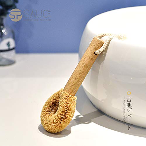 Wodden Cleaning Brush, Bottle Washing Brush, Pan Scrub Brush, Natural Coconut Fiber Brush Head , Sturdy, Deep Cleaning, Eco-Friendly
