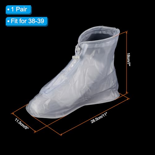 PATIKIL L Waterproof Shoe Cover, 1 Pair PVC Reusable Non-Slip Overshoes Rain Shoe Covers Galoshes Snow Boot Protector with Zipper for Men Women Rainy Outdoor, White - color: White, size: L(5.5-6.5)