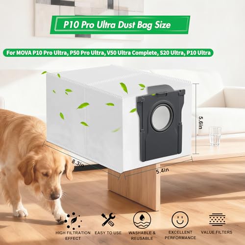 10 Pack Dust Bags for MOVA P10 Pro Ultra P50 Pro Ultra V50 Ultra Complete